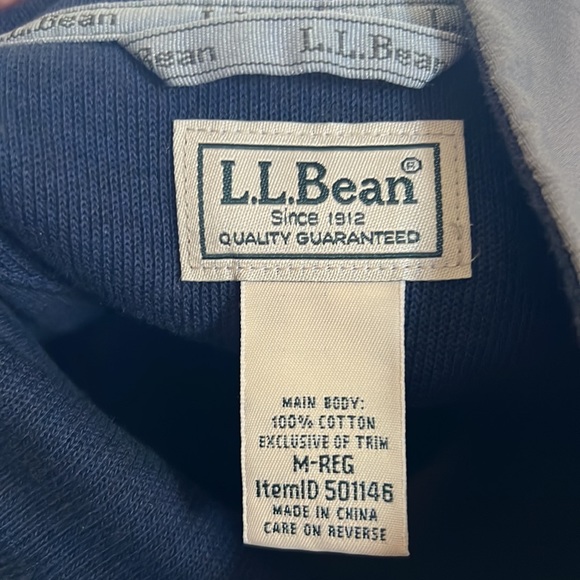 LL Bean Mens Large Blue 1/4 Snap Pockets Pullover Long Sleeve 100% Cotton - Picture 6 of 6